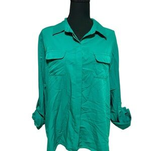 Chico's Vibrant Green Button Down Shirt 
size 2